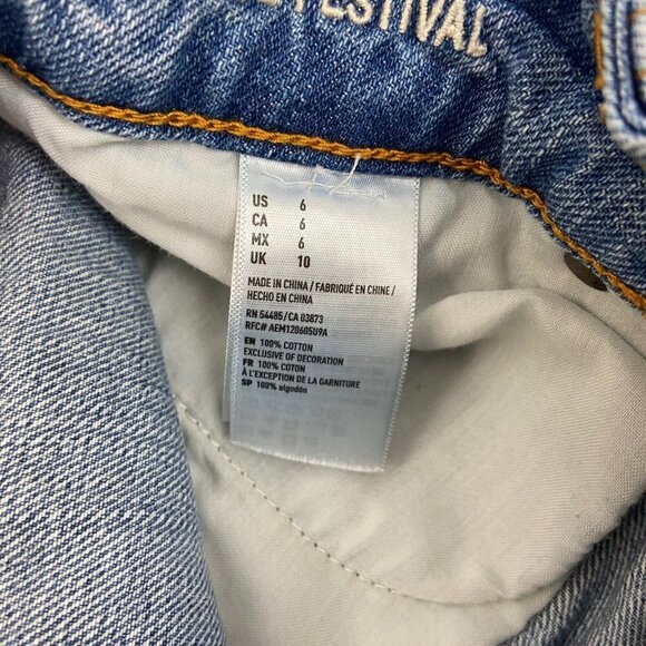 American Eagle Hi Rise Distressed Jean Shorts Hi Rise Festival Embroidered - Picture 5 of 8